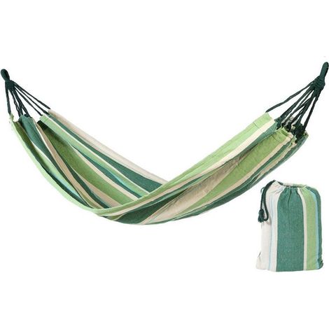 TrAdE Shop Traesio - Amaca 200x100cm In Tessuto Tessile Multicolore Verde Esterno Estate Trasportabile 69603a -