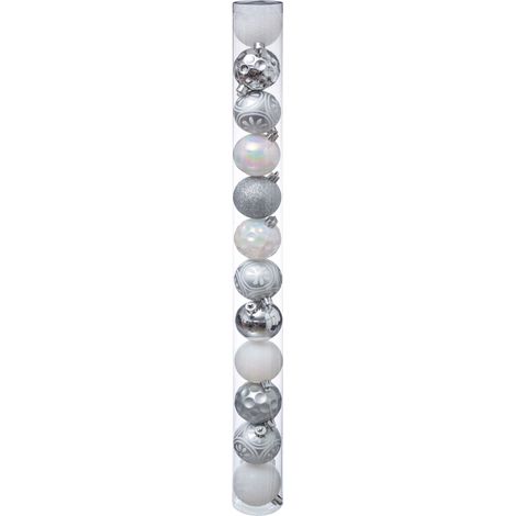 Déco de sapin Lot de 12 Boules de Noël D 6 cm - Argent et Neige - Feeric Christmas