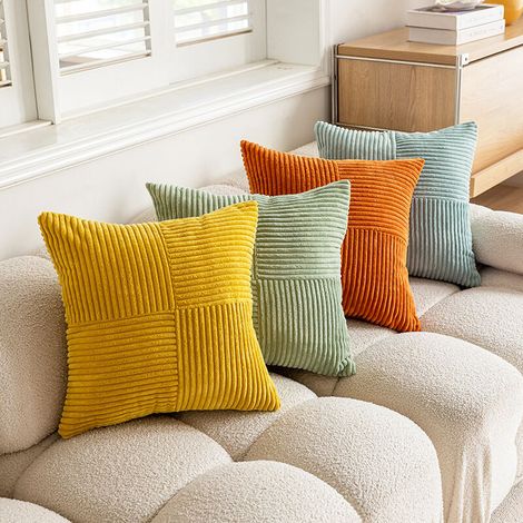 Lot de 4 housses de coussin décoratives pour canapé, fauteuil, lit et jardin, 45 x 45 cm, Style 8. (1/5)