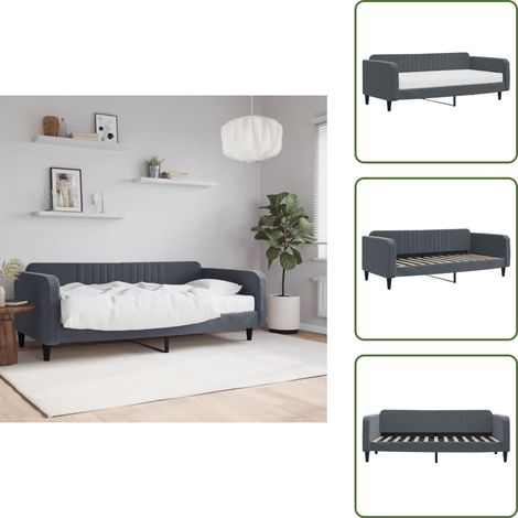 The Living Store Sofá cama con colchón terciopelo gris oscuro 100x200 cm - Sofá cama 2 en 1