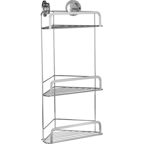 Croydex 3 Tier Corner Shower Caddy, Adhesive Bathroom Storage Organiser SNL (1/4)