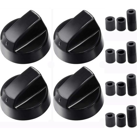 XEPHO Adaptateur Cuisinière à gaz,Boutons de Commande Universels pour Four Cuisinière Plaque de Cuisson,4 Boutons Noirs + 12 Adaptateurs (6 mm),Compatible Camping-Car et Four Pizza (1/5)
