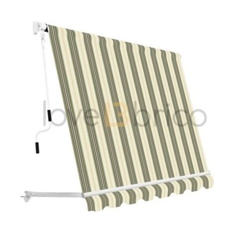 Tienda de sol bioclimática 300x250 cm beige rayada con bracitos regulables