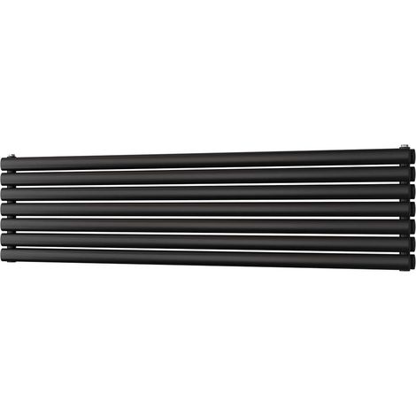 Omeara Axis - Black Horizontal Radiator H406mm x W1600mm Double Panel