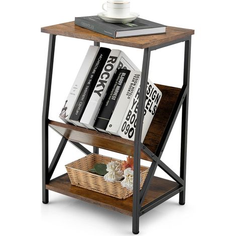 Costway – Table d'appoint industrielle 3 niveaux – Cadre en métal – Dimensions 40 x 30 x 61 cm – Capacité 25 kg par étagère – Pour salon, chambre, bureau (1/5)