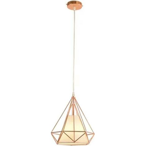 LAMPADARIO GABBIA METALLO INDUSTRIALE RETRO E27 PENDENTE VINTAGE ORO ROSA SJ099 (1/4)