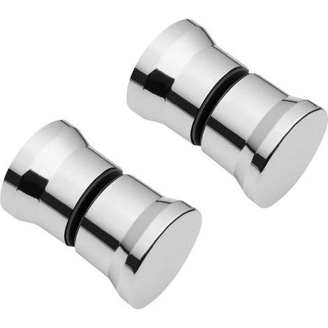Set di 2 coppie di maniglie rotonde cromate per porte doccia in vetro - Ricambi per box doccia e pareti doccia (1/5)