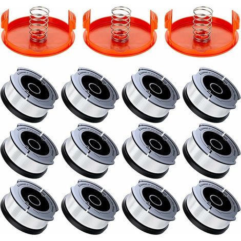 Lot de 18 Bobines Fil Coupe-Bordure Black & Decker A6481 A6485 – 1,65mm 12 Fils 3 Couvercles 3 Ressorts (1/5)