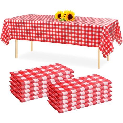 Nappe En Plastique Vichy - 108 X 54 Pouces - Imperméable - Pour Table Rectangulaire Ou Ronde - 10 Unités (1/4)