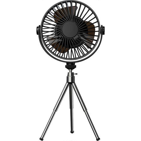 Ventilateur de table portable avec télécommande, lampe LED et trépied pour les vacances (1/4)