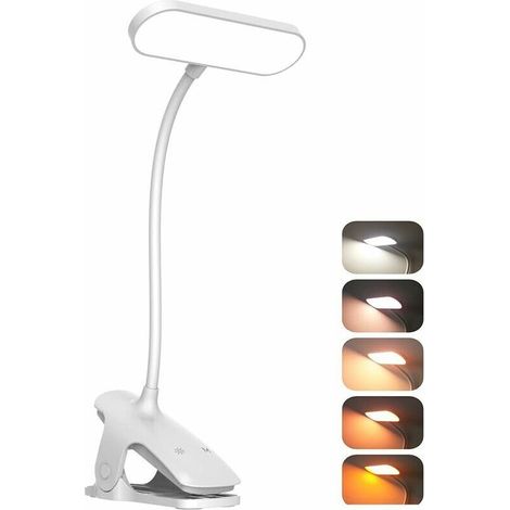 Lampe de bureau à clipser Lampe de lecture Ordinateur de bureau à domicile et lampe de bureau pour tête de lit36 perles de lampe à LED, 5 couleurs et 5 luminosités Protection des yeux La