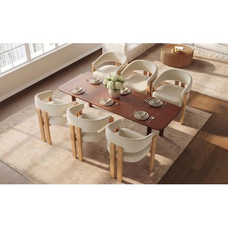 Sillas de comedor ergonómicas (juego de 6) con acolchado grueso, patas de hierro resistentes y aspecto de madera: transpirables, fáciles de limpiar, ideales para el dormitorio, el comedor y la sala de (1/5)