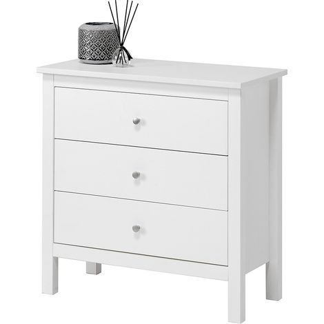 Settimino in legno Massello 3 Cassetti verniciato Bianco - Dimensioni 75 x 37 x 75 h. cm (1/3)