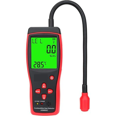 Detector de gas, detector de fugas de gas portátil 0-10000 PPM Alarma sonora y luminosa Detector de gas metano Combustible natural Inflamable (1/5)