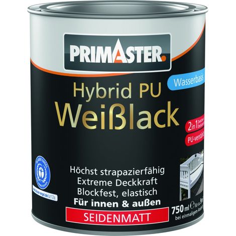 Primaster Hybrid PU-Weißlack weiß seidenmatt 750 ml Lack