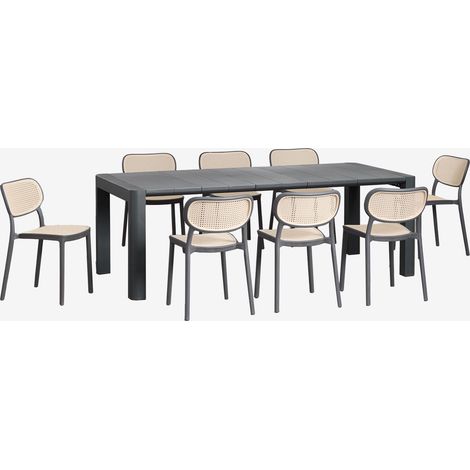 Set Tavolo Rettangolare Arnadine (220x100 cm) e 8 Sedie da Giardino Impilabili Omara SKLUM