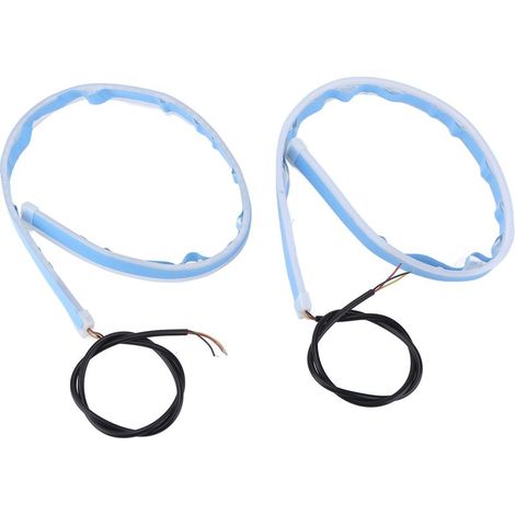 Lot de 2 bandes lumineuses LED DRL de 60 cm, flexibles, pour clignotants et phares, bicolores blanc et orange, 12 V, pour voitures (1/3)