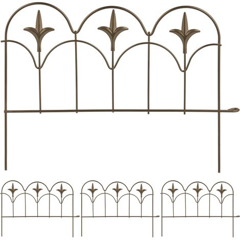 Lote de 4 borduras de jardín de metal bajas con adornos decorativos 90 x 30 cm de acero bronce 130014975 (1/4)