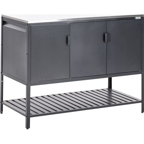 Outdoor Kitchen Cabinet MAENZA Metal Black