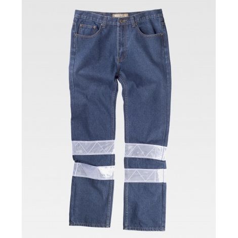 Pantalón vaquero de corte regular con reflectantes WORKTEAM Combi B4007
