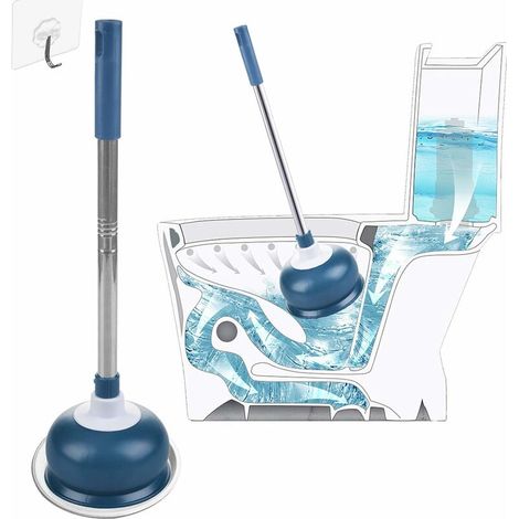 JKWG Déboucheur à Ventouse - Déboucheur Canalisation avec Support, Outil pour Enlever les Sabots des Toilette - Forte Aspiration, Bleu (1/5)