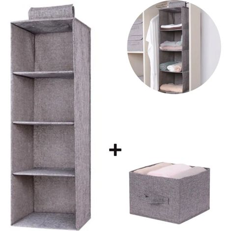 Hängender Stauraum-Organizer, 3 Fächer & 1 Schublade, zusammenklappbarer Kleiderschrank-Organizer (1/5)