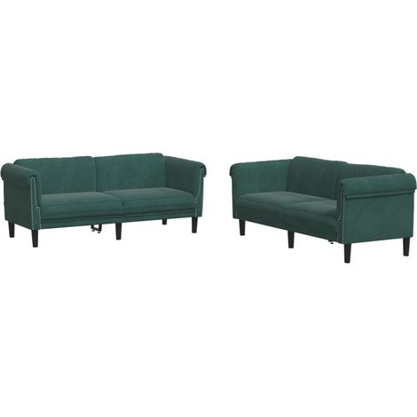Maison Exclusive - Set di Divani 2 pz Verde Scuro in Velluto