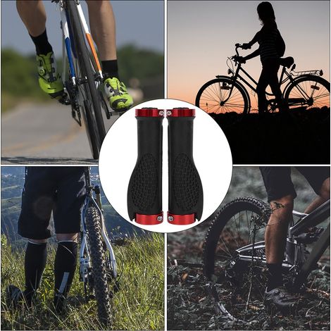 1 Paire de Poignées VTT Ergonomiques avec Coussins de Protection pour Guidon de Vélo (Rouge) (1/5)