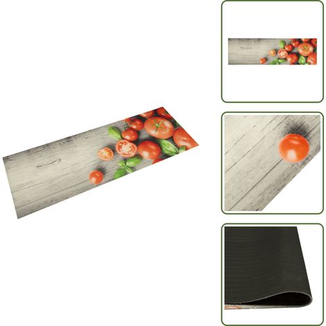 Küchenteppich Waschbar Tomaten 45x150 cm Samt - Küchenläufer - Samt - Anti-Rutsch - Waschecht - Wohnzimmer
