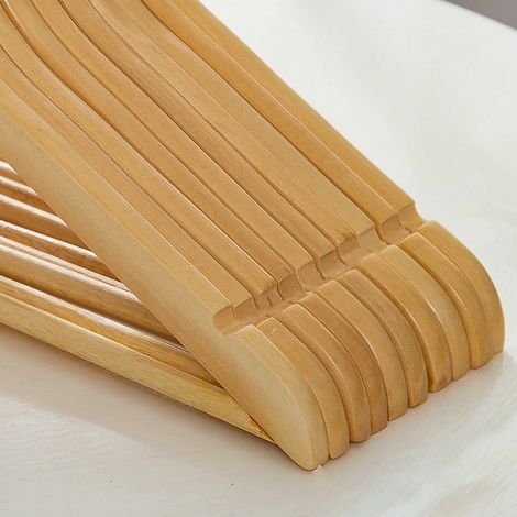 Lot P66 Kleiderbügel aus Massivholz, 44,5 cm runder Haken, fleckenabweisend, ideal für Boutique-Hotels, Großhandel für Kleiderständer aus Rohholz (1/3)