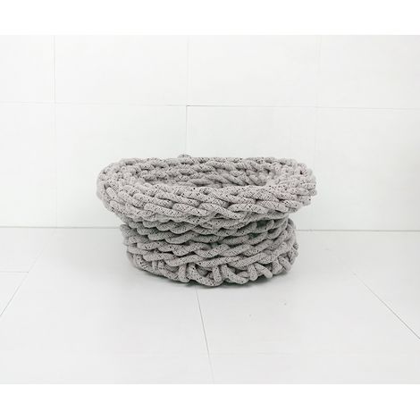 CESTO SOFT IN POLIPROPILENE ANNODATO A MANO DIAM. 44CM GRIGIO