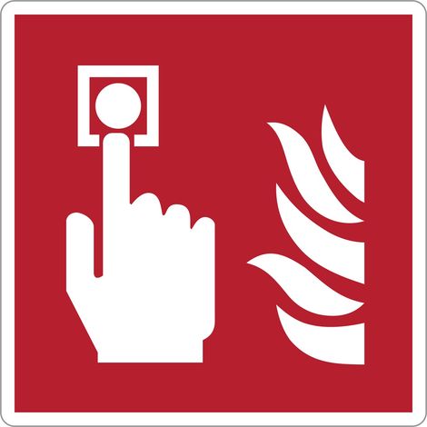 Pannello adesivo antincendio ISO 7010 “Pulsante di allarme antincendio” - F005 (1/2)