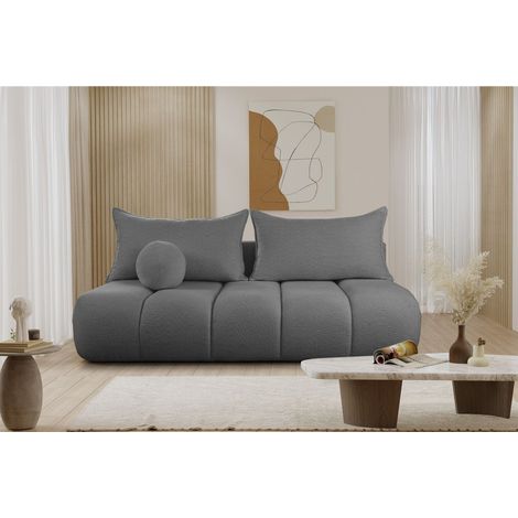 Schlafsofa Designersofa Sofa 3-Sitzer ANZIA in Stoff Ascot Bukla Grafit (1/5)
