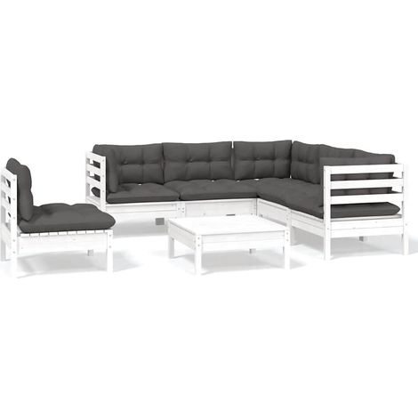 Maison Exclusive - Muebles de jardín 6 pzas con cojines blanco ma (1/5)
