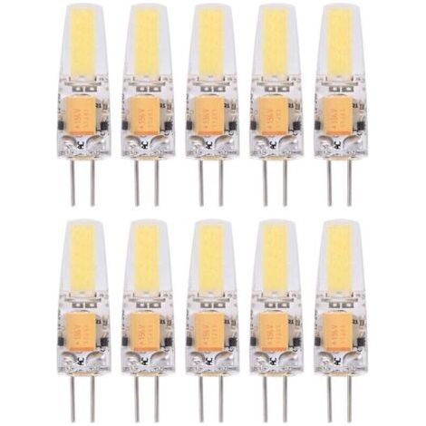 Pack of 10 non-dimmable AC/DC12-24V G4 COB LED bulbs in silicone (warm white)