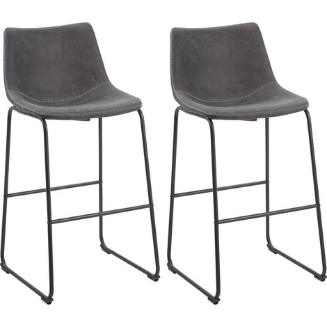 Set of 2 Bar Chairs FRANKS Grey