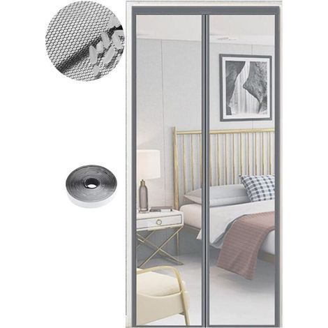Zanzariera magnetica per porta, 90 x 210 cm, chiusura automatica con potenti magneti, senza foratura, per corridoi, patio e porte interne o esterne, colore grigio puro (1/5)