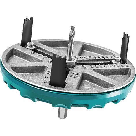 Outil universel réglable de perçage pour bois, scie trépan adjustable 45-130 mm, découpeur circulaire polyvalent pour trous dans panneaux, plaques de plâtre et menuiserie (1/4)