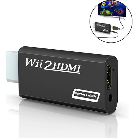 Adaptateur HDMI pour Wii - Conversion Vidéo et Audio - Sortie HDMI 720p/1080p - Prise Audio 3,5 mm - Plug and Play - 1 Pièce (1/5)