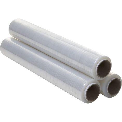 OFITURIA Film Transparente Para Embalar (3 UNIDADES) Rollo plastico transparente para embalaje industrial de 0,5 x 200m - Rollo Papel Film Estirable Manual y Elastico