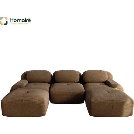 Canapé modulable en velours côtelé marron avec accoudoirs 298 x 178 x 70 cm HOMAIRE (1/5)
