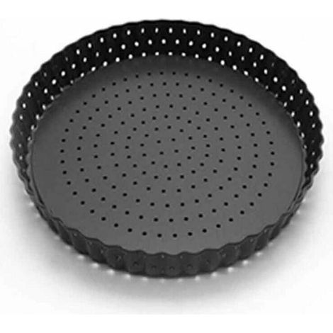 YMYNY Moule à tarte perforé avec fond amovible, anti-adhésif, pour tarte à pizza, tarte à tarte ronde cannelée pour maison (1/4)