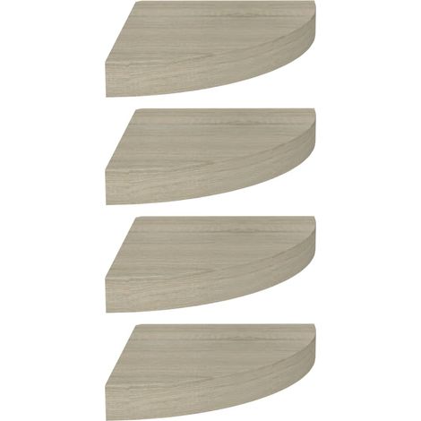 Étagères d'angle murales 4 pcs，Étagère flottante chêne 25x25x3,8 cm MDF CFW67959 (1/5)