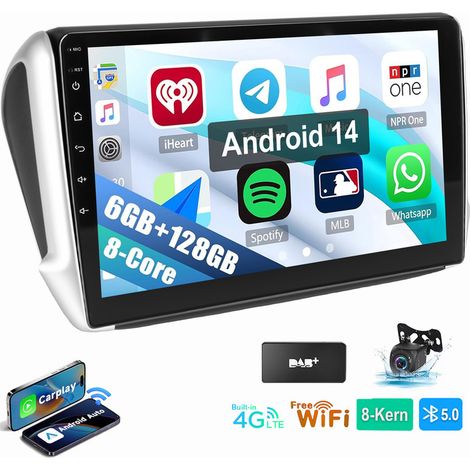 Autoradio Android 14 6+128G pour Peugeot 2008/208 2012-2018 GPS WIFI FM RDS BT-6+128G DAB CAM (1/5)