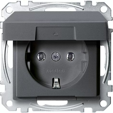 Merten Steckdose 1-fach anthrazit mit UP Klappdeckel System M MEG2311-0414 IP20 (1/2)