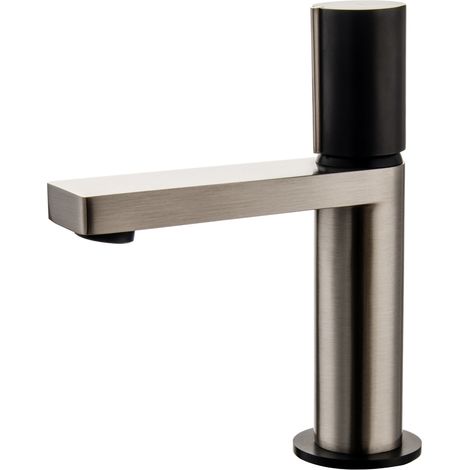Essebagno Exil mezclador bajo de lavabo de acero inoxidable y negro