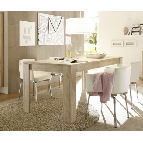 Table de salle à manger contemporaine chêne clair Alabama (1/2)