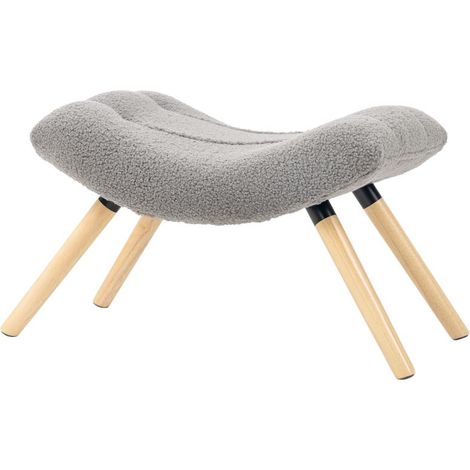 Pouf/repose-pieds en tissu polaire berbère, tabouret rembourré, charge maximale 120 kg, pour salon, chambre, 67 x 45 x 38 cm, gris clair