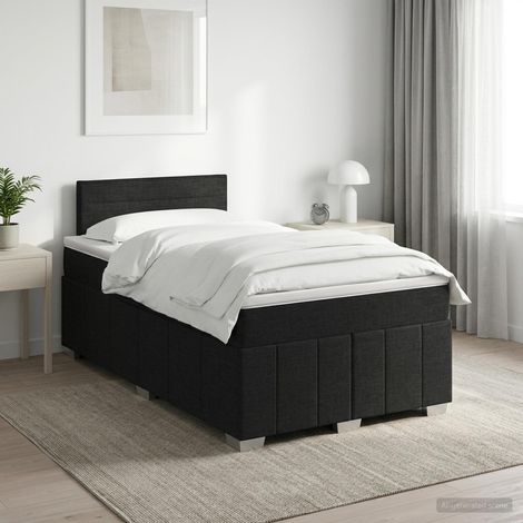 vidaXL Lit boxspring avec matelas Noir 120 x 200 cm Tissu (1/5)