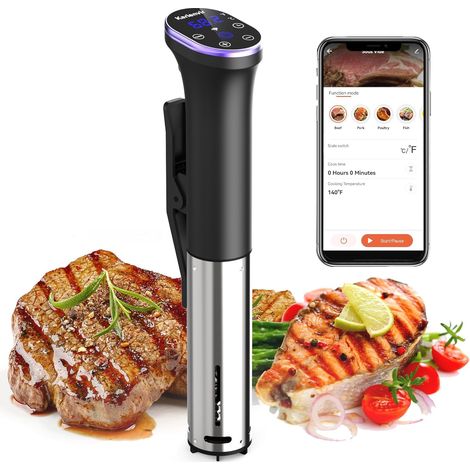 Cuiseur Sous Vide, Imperméable à l'eau,Calculateur dImmersion Cuisinière, Thermostat Réglable Contrôle Précis de la Température, Écran Tactile LCD 10 à 90℃ (1/5)